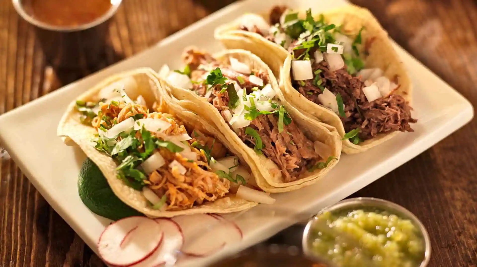 3 shredded pork tacos