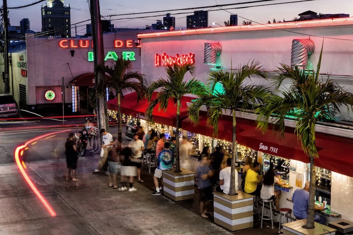 Exterior aerial shot of La Sandwicherie Restaurant