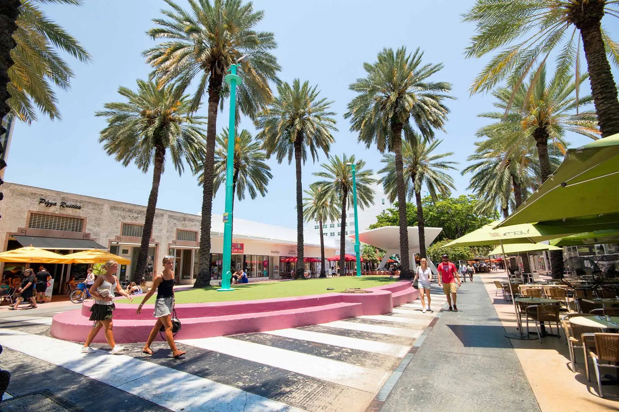 Walking along the Lincoln Road Mall
